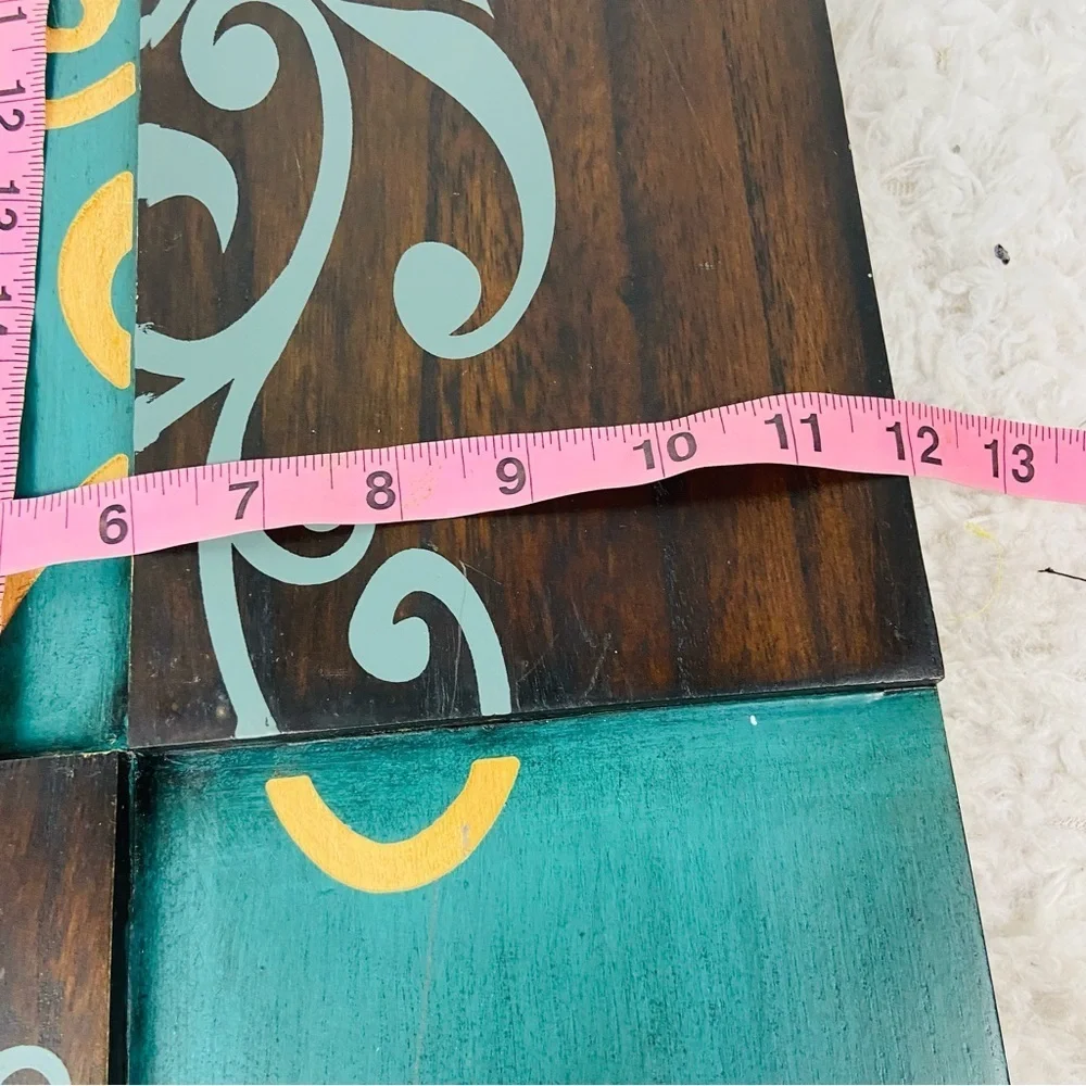 Teal , Gold & brown large 3D rectangle Paisley, floral Wall Art Decor